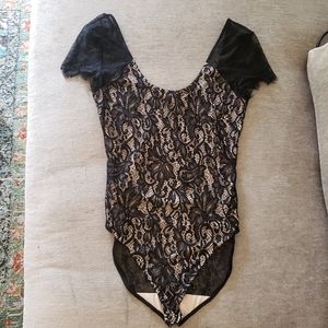 Express Black & Tan Lace Bodysuit